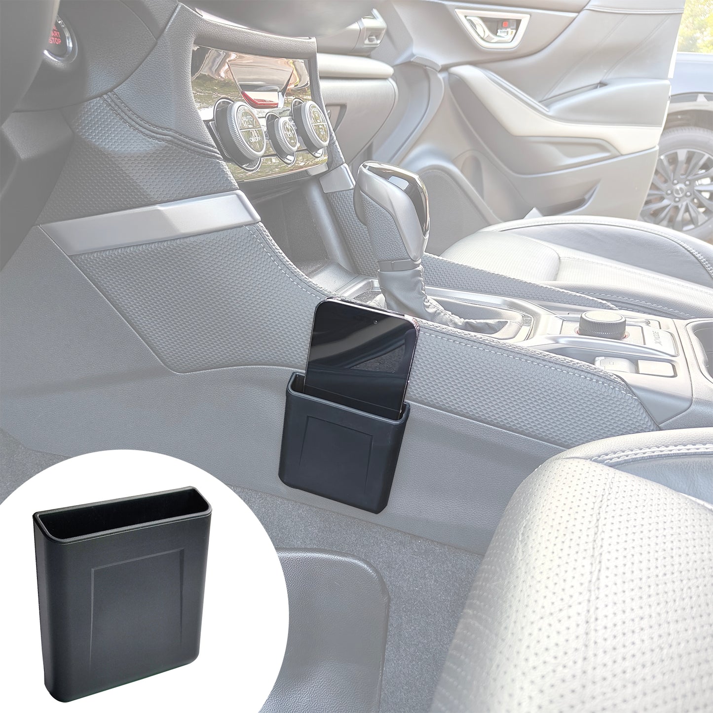 Center Console Organizer Storage Box Cell Phone Pocket Silicone Hook Bag for Subaru forester SK 2019 2020 2021 2022 2023 2024, Black, 1PC