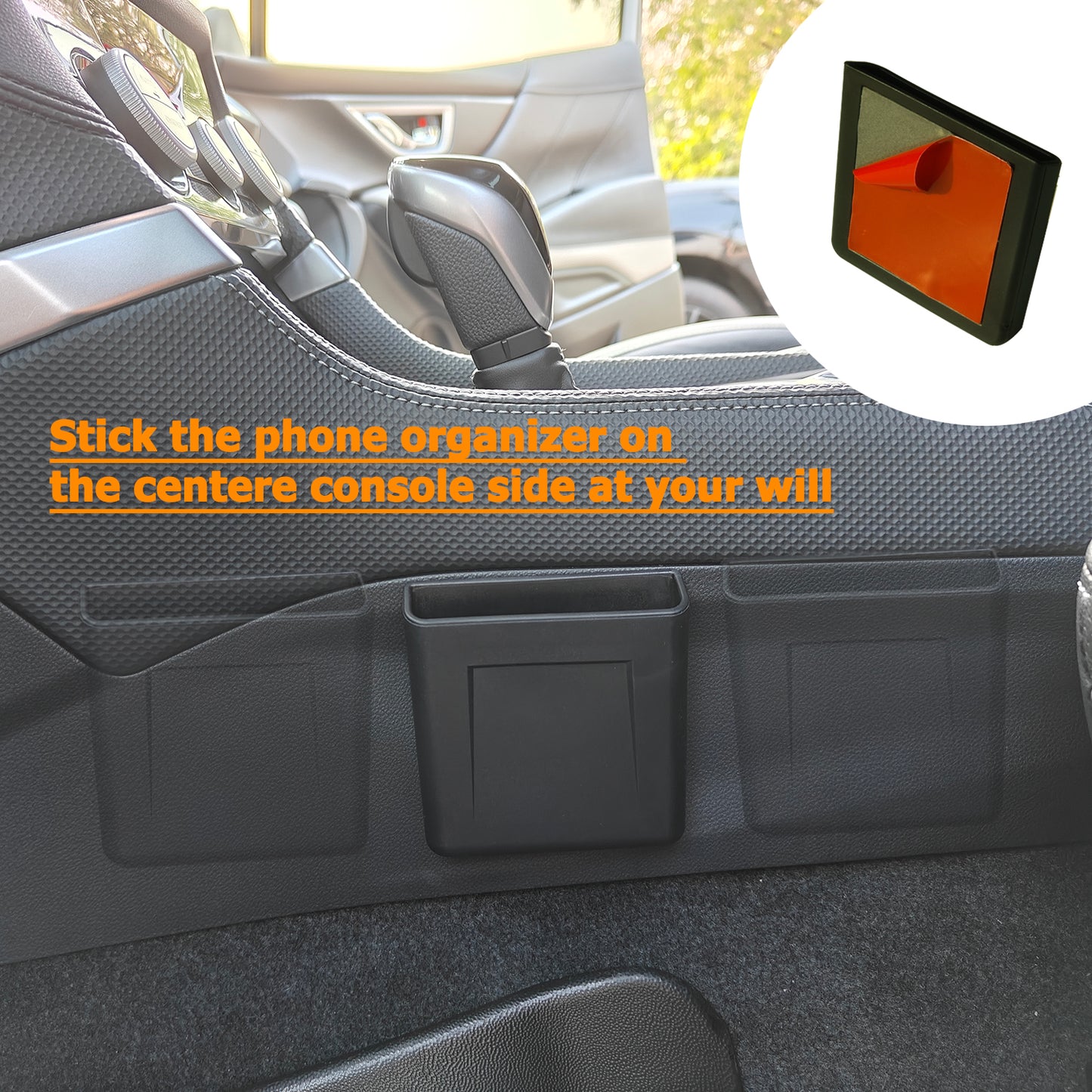 Center Console Organizer Storage Box Cell Phone Pocket Silicone Hook Bag for Subaru forester SK 2019 2020 2021 2022 2023 2024, Black, 1PC